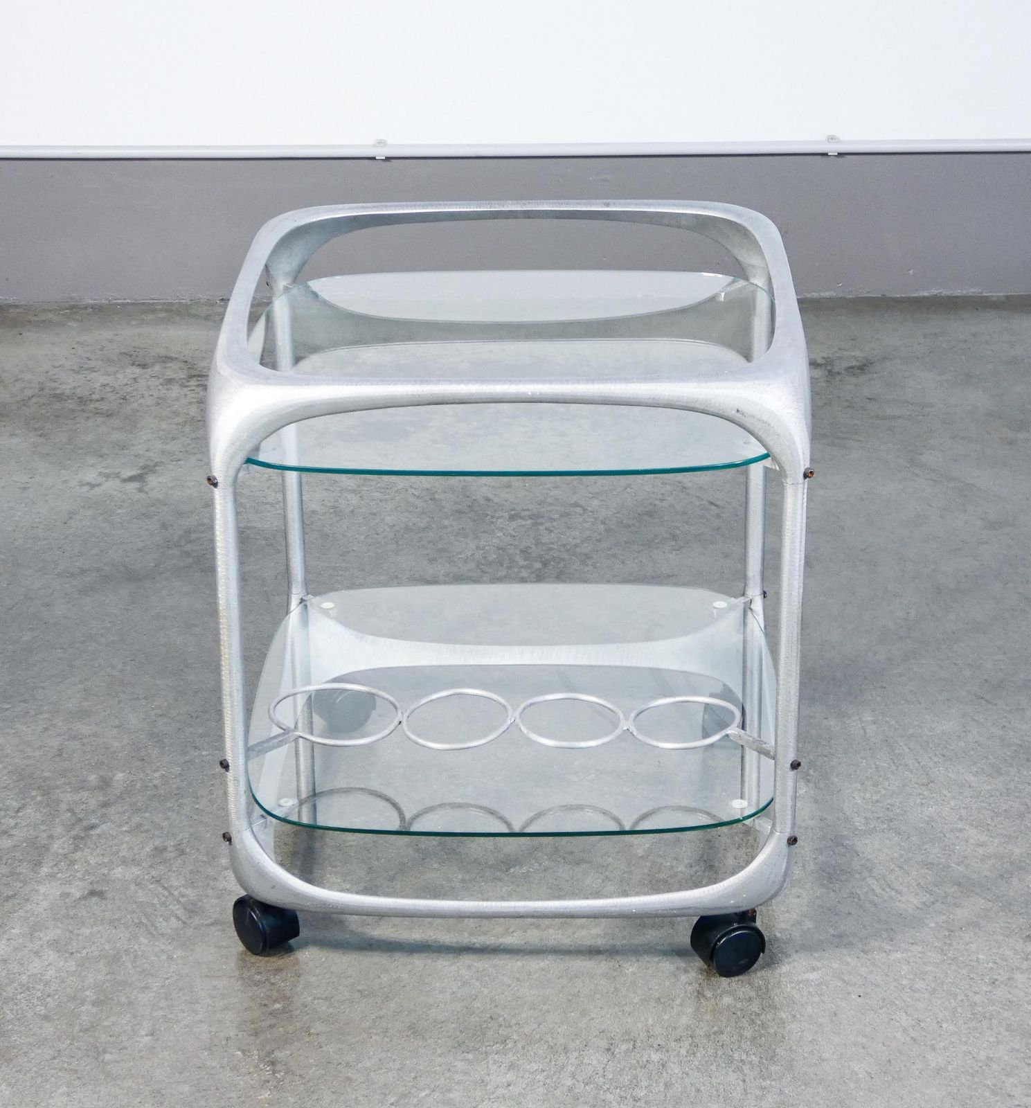 Aluminum And Glass Bar Cart, Design Renzo Burchiellaro. Italy, 70s photo Home Decor