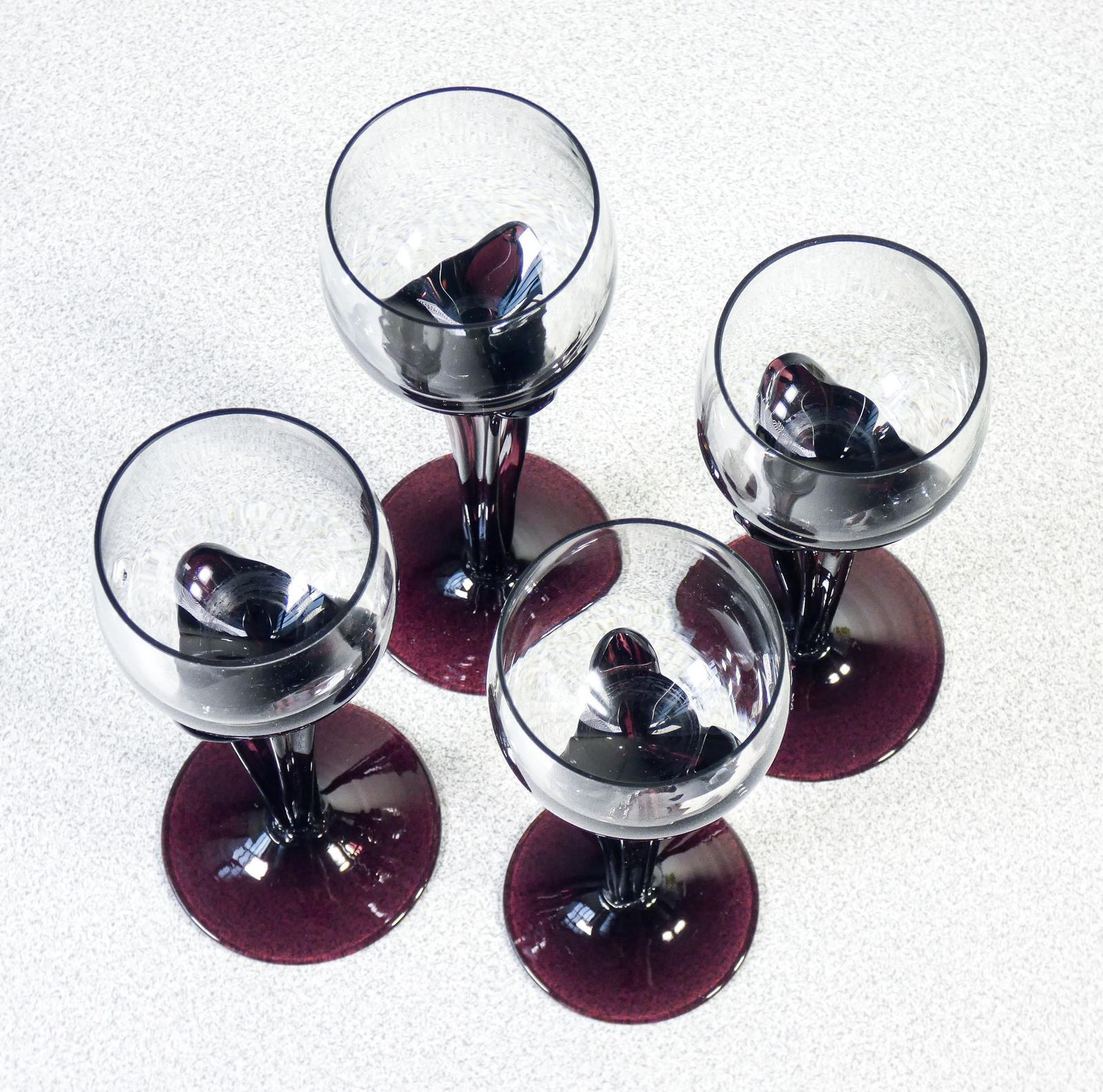 Set Of Four Goblets, Or Candle Holders, In Blown Glass By Alicja Macocha photo for sale