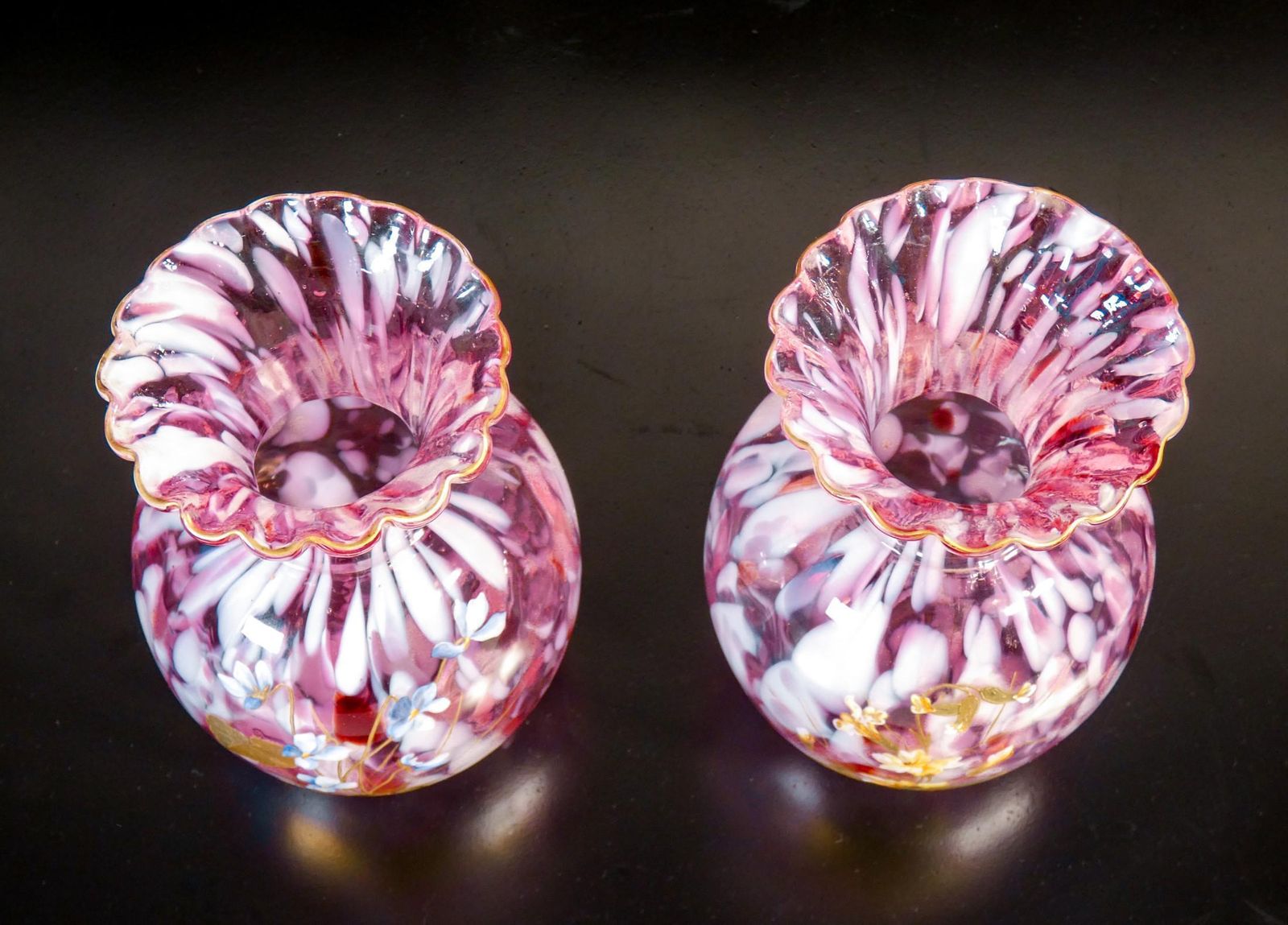 Pair Of Blown Glass Vases, "Verrerie Saint Denis" 'Post Legras', 1800 photo Home Decor