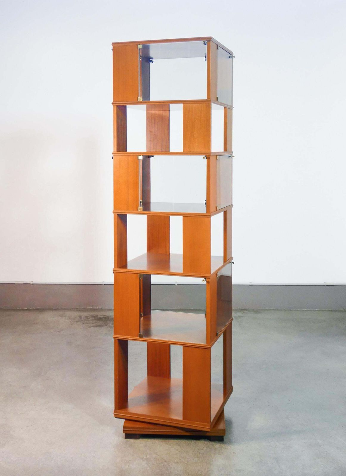 Wooden Center Swivel Bookcase, Six Shelves. Italy, 60s photo Furniture