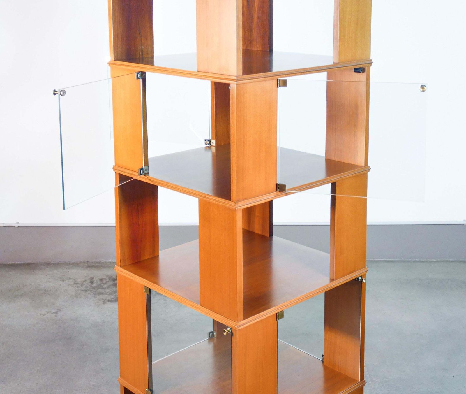 Wooden Center Swivel Bookcase, Six Shelves. Italy, 60s photo buy