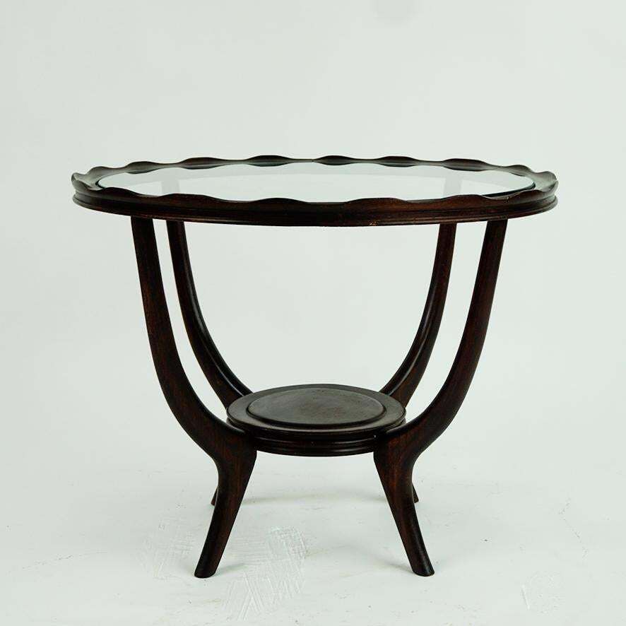 Circular Italian Mid Century Glass Top Coffee Table Attr. To Carlo Di Carli photo vintage