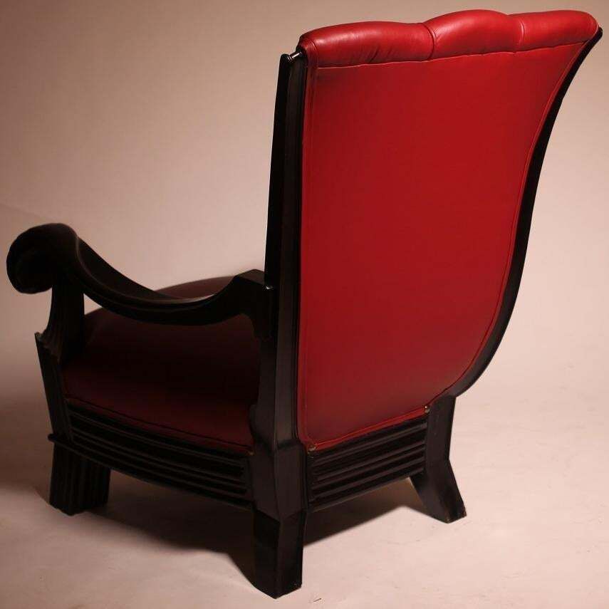 Pair Of Austrian Red Leather Art Deco Armchairs Attributed To Otto Prutscher photo buy