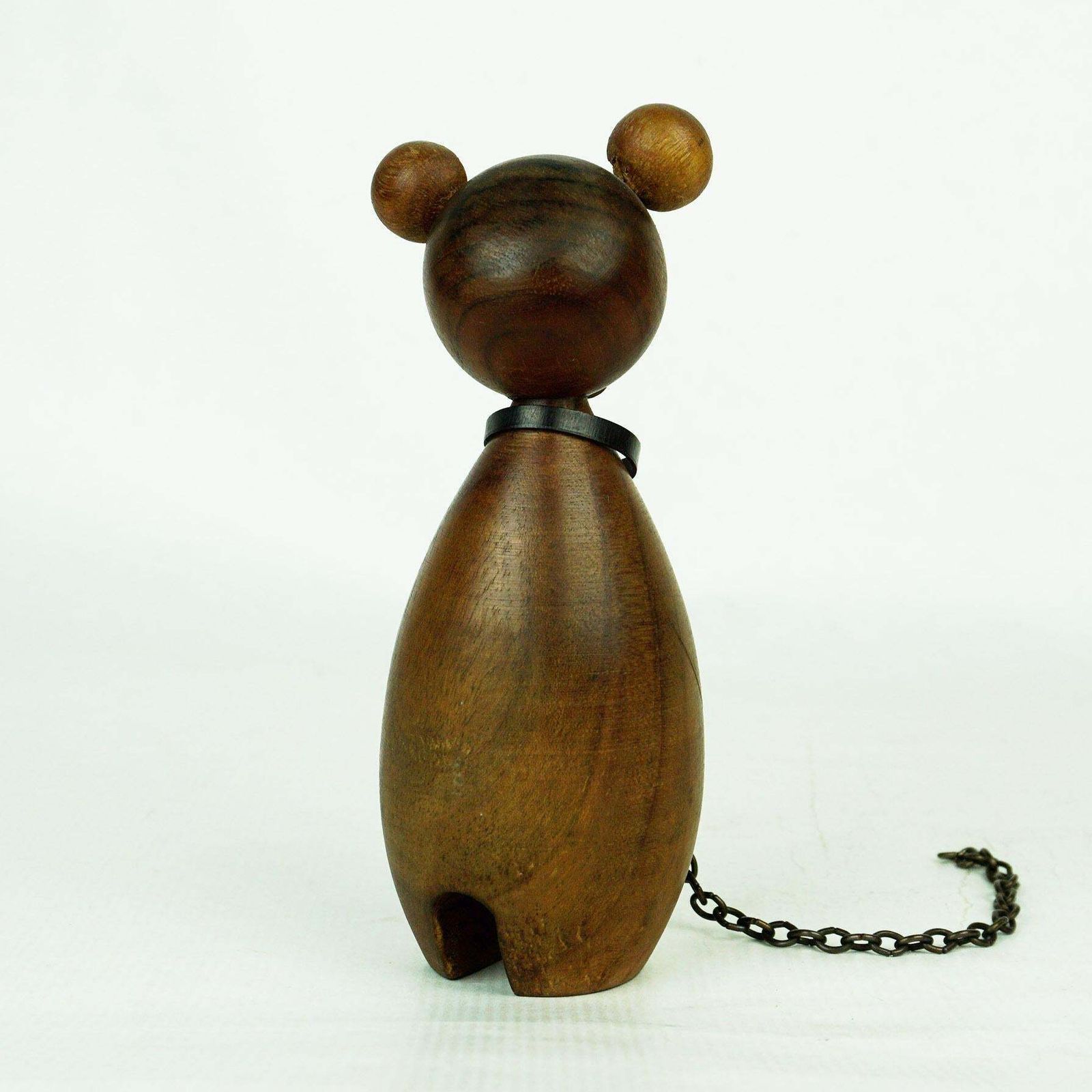 Austrian Midcentury Walnut Bear On A Chain By Werkstätte Hagenauer photo Art