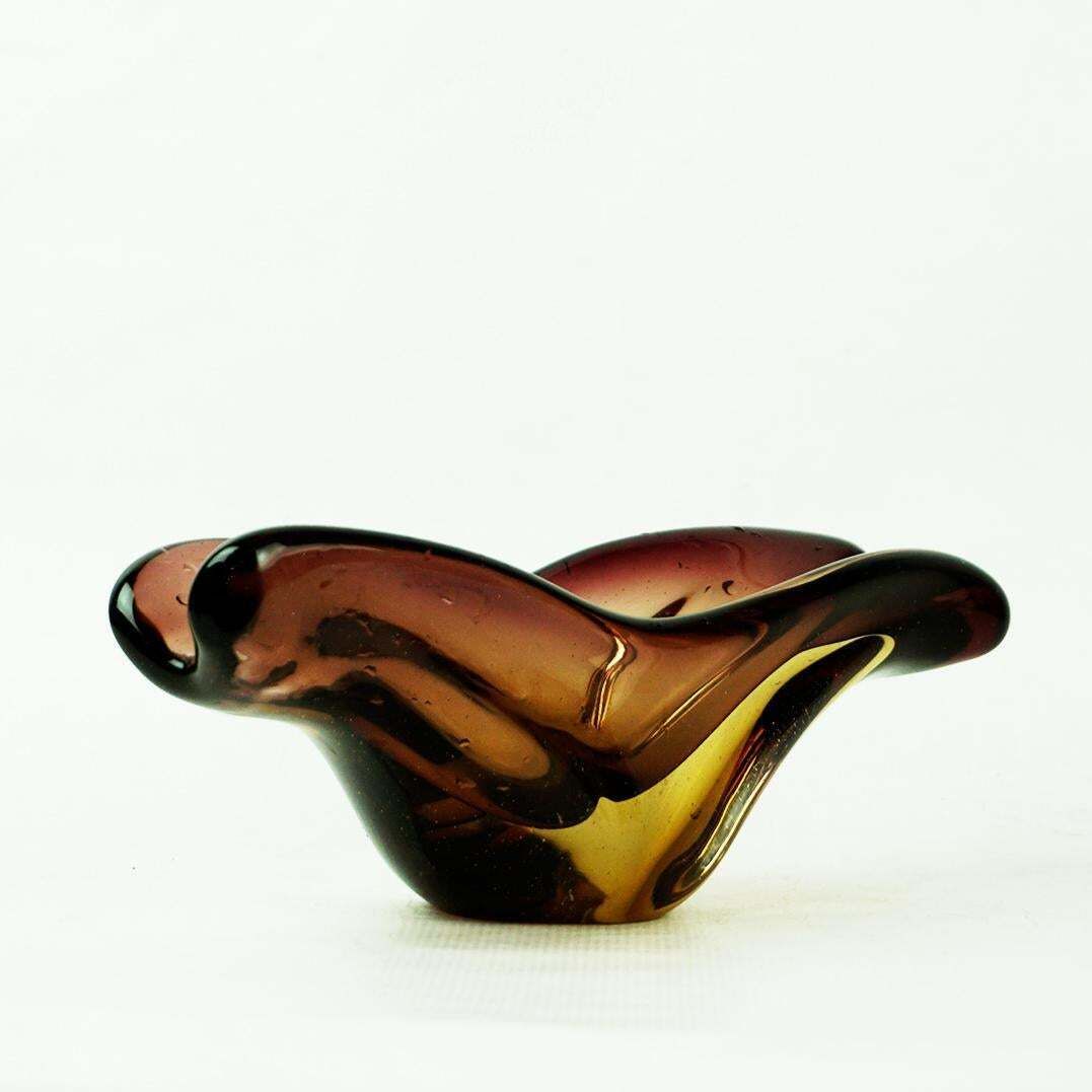 Brown Sommerso Glass Bowl By Flavio Poli For Seguso Murano Italy photo furniture