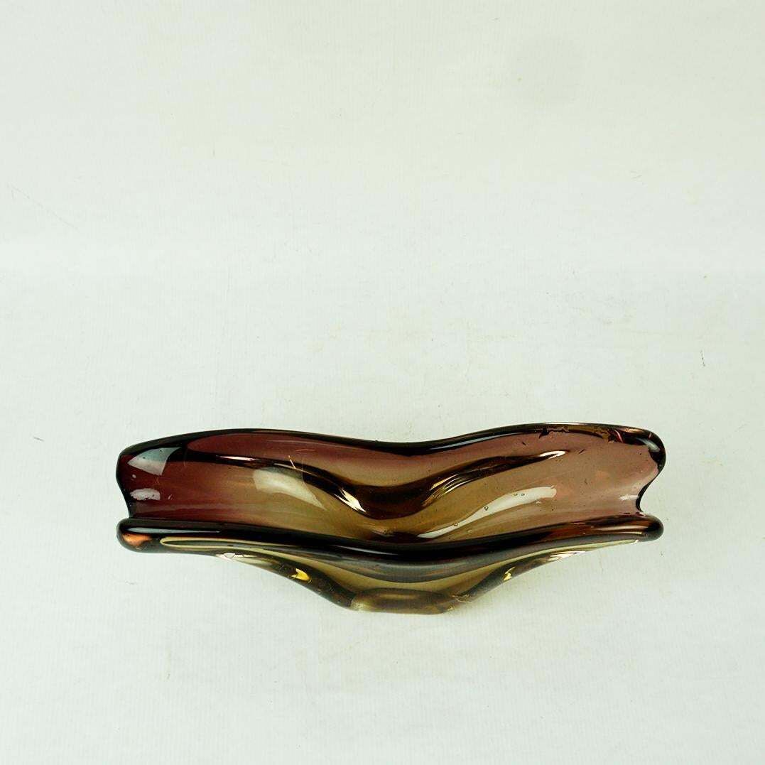 Brown Sommerso Glass Bowl By Flavio Poli For Seguso Murano Italy photo vinterior