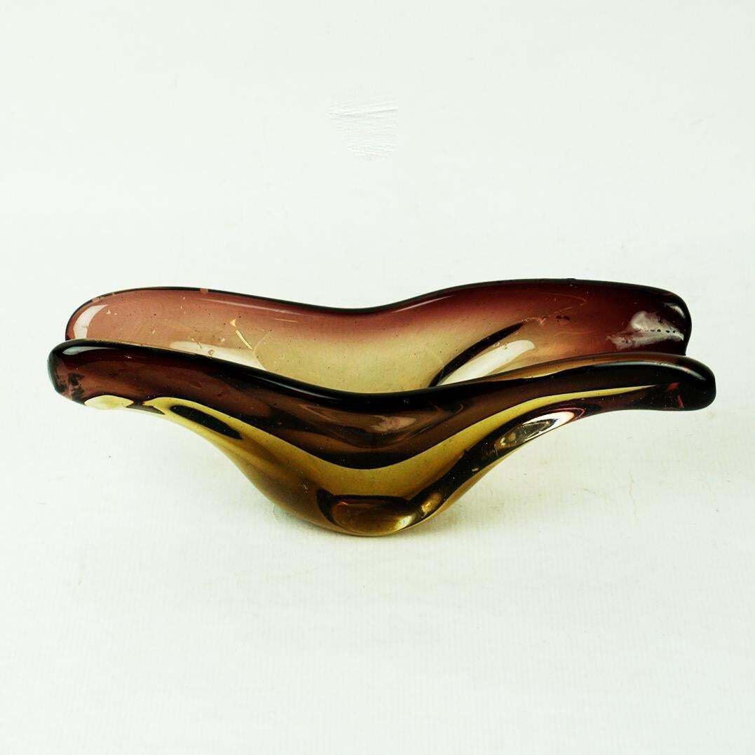 photo furniture Brown Sommerso Glass Bowl By Flavio Poli For Seguso Murano Italy