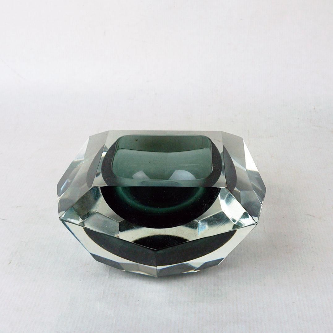 Grey Italian Facetted Murano Glass Bowl By Flavio Poli For Seguso photo furniture