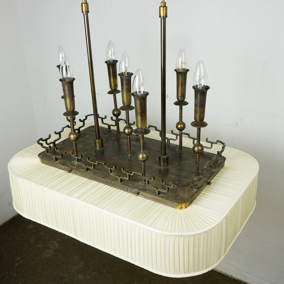 Art Deco Brass And Glass Billard Or Snooker Chandelier photo for sale