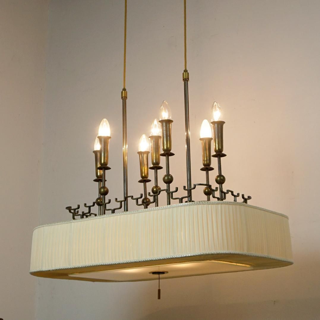 photo furniture Art Deco Brass And Glass Billard Or Snooker Chandelier
