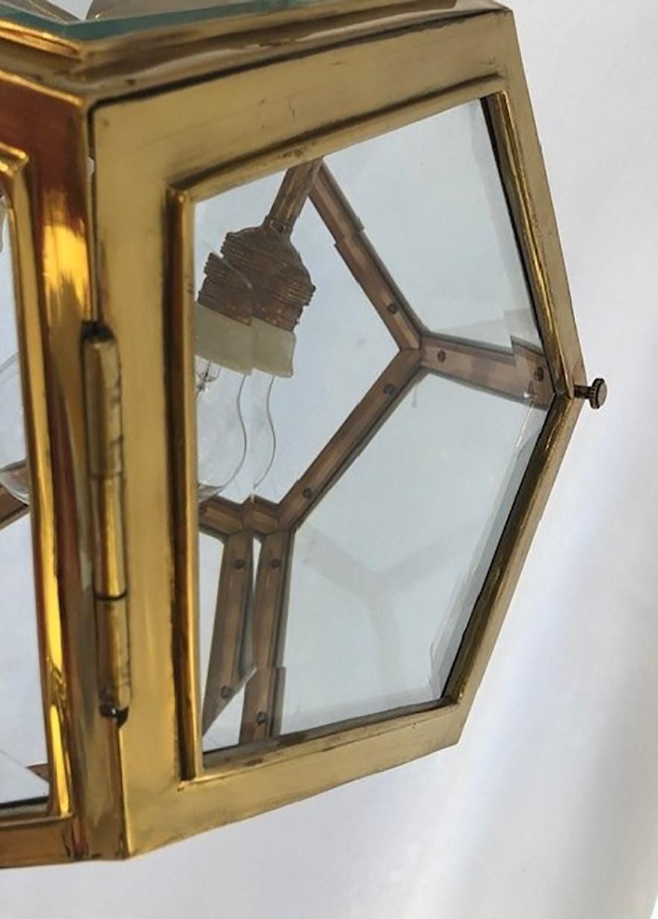 Austrian Art Nouveau Brass And Glass Dodekaeder Lamp By Adolf Loos photo vintage