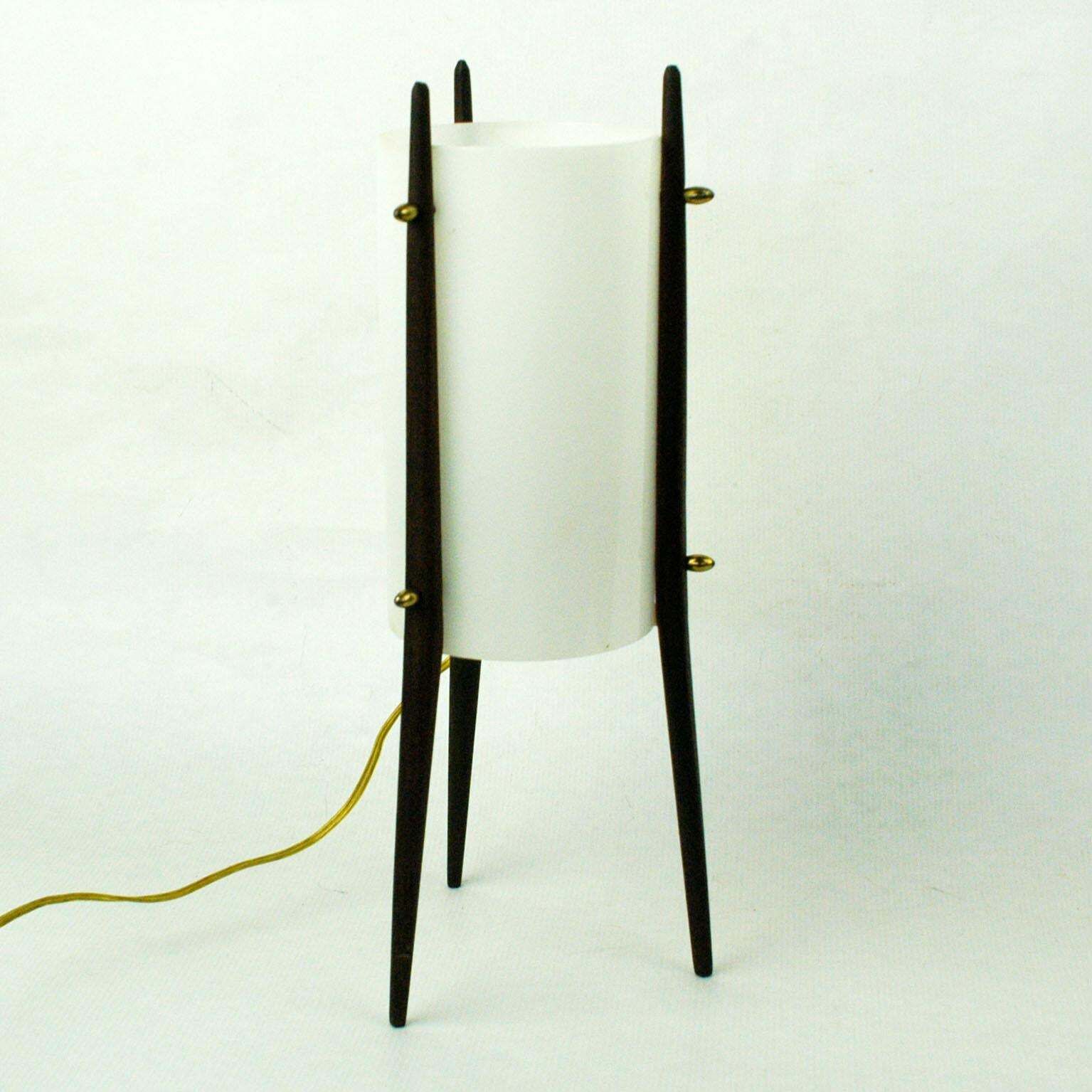 Italian Teak And White Perspec Table Lamp By Alfaplex Milano photo Lighting