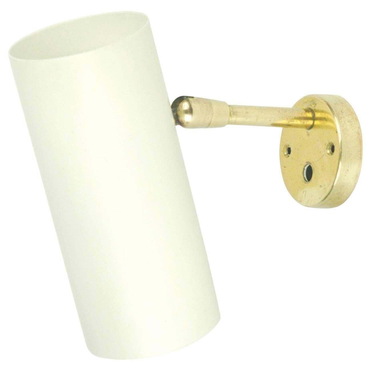 Austrian Midcentury Brass Wall Lamp With White Laquered Shade By J. T. Kalmar