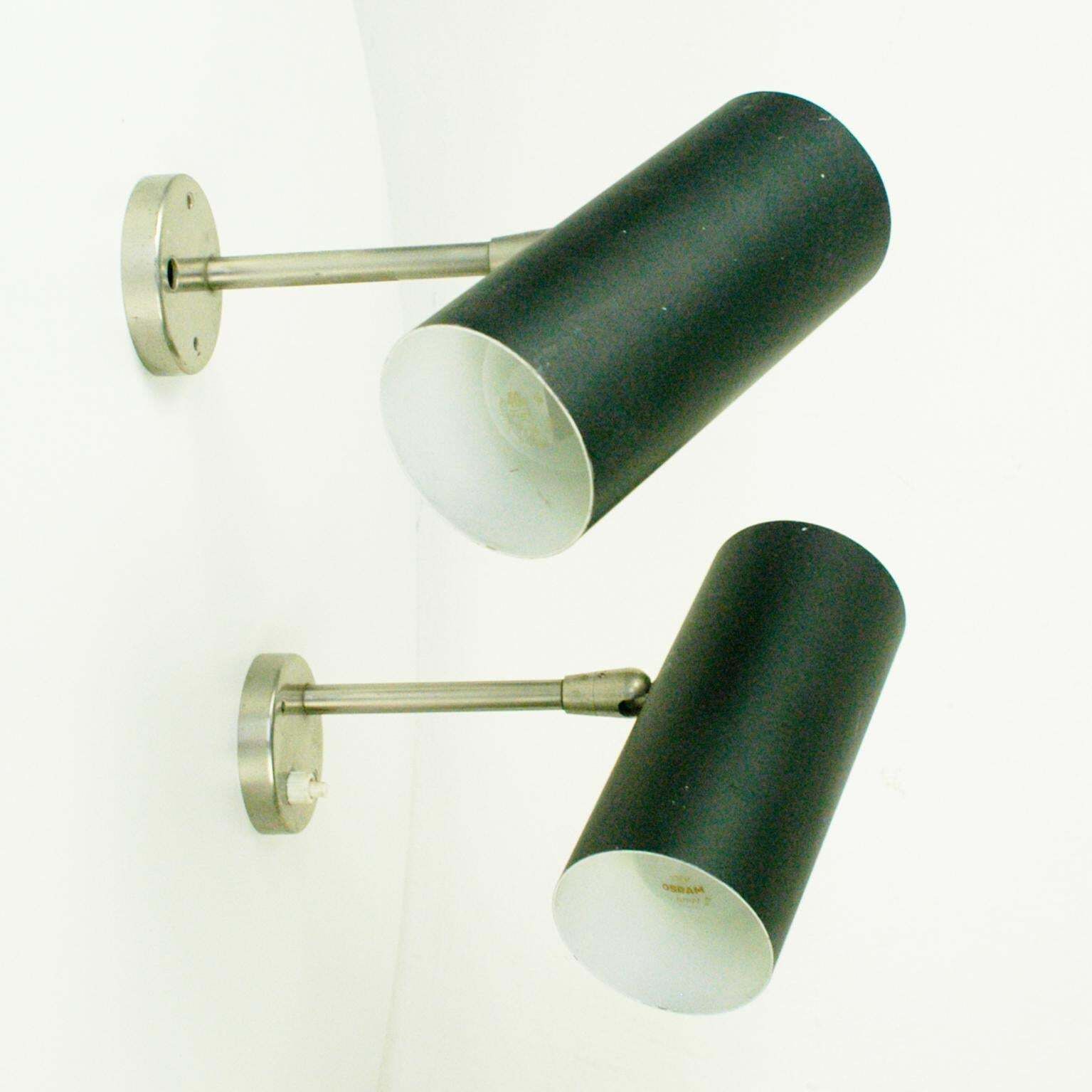 Black Austrian Midcentury Zylinder Sconce Or Wall Light By J. T. Kalmar Vienna photo furniture