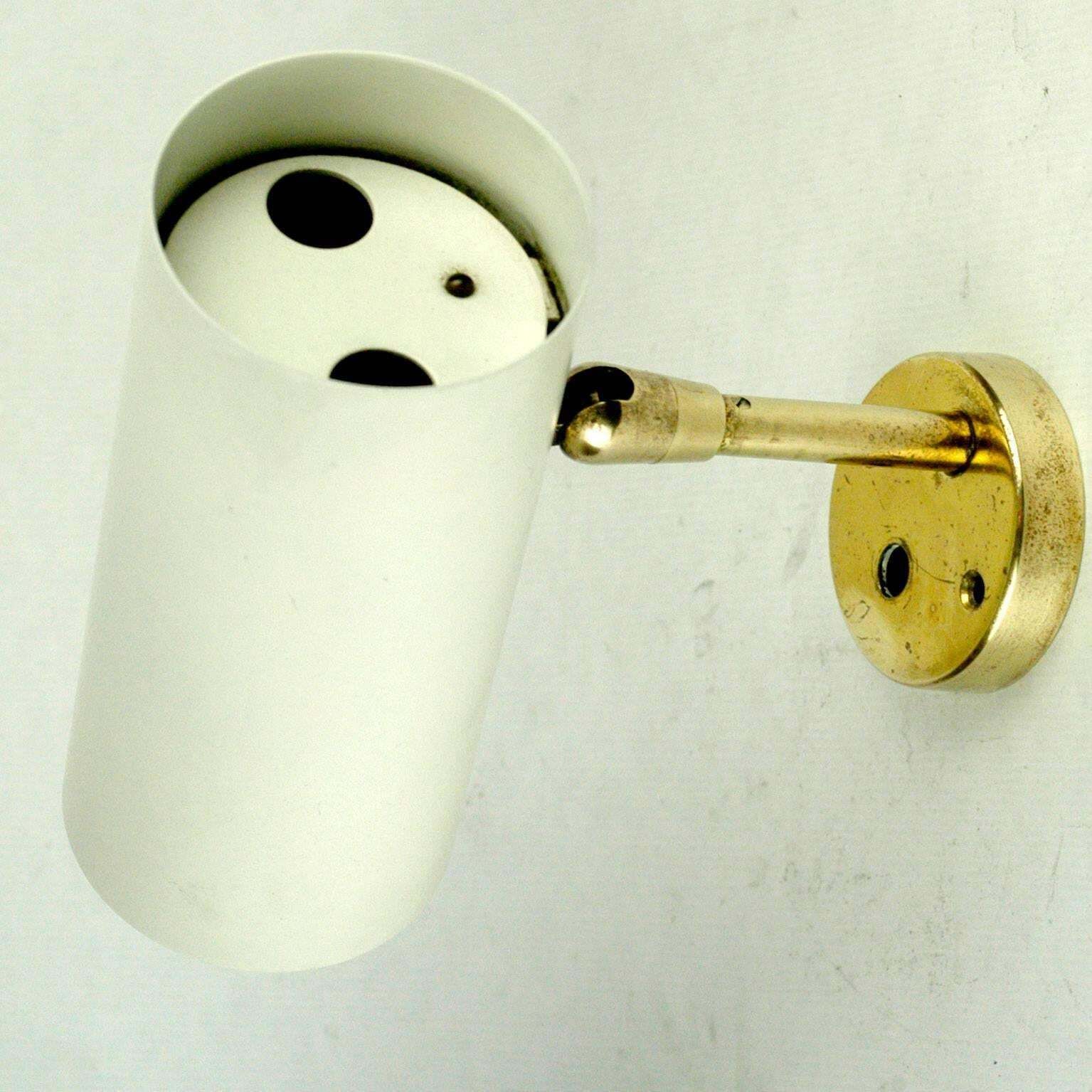 Austrian Midcentury Brass Wall Lamp With White Laquered Shade By J. T. Kalmar photo Lighting