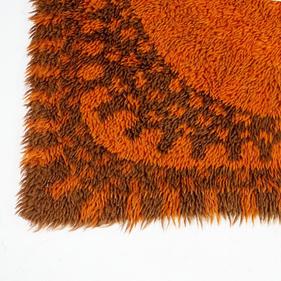 Scandinavian Modern Danish Orange And Yellow Wool Rya Rug photo 699.0