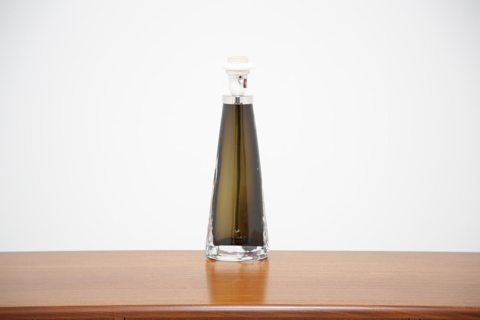 Vintage Swedish Olive Green Glass Table Lamp By Carl Fagerlund For Orrefors, 1960s. photo for sale