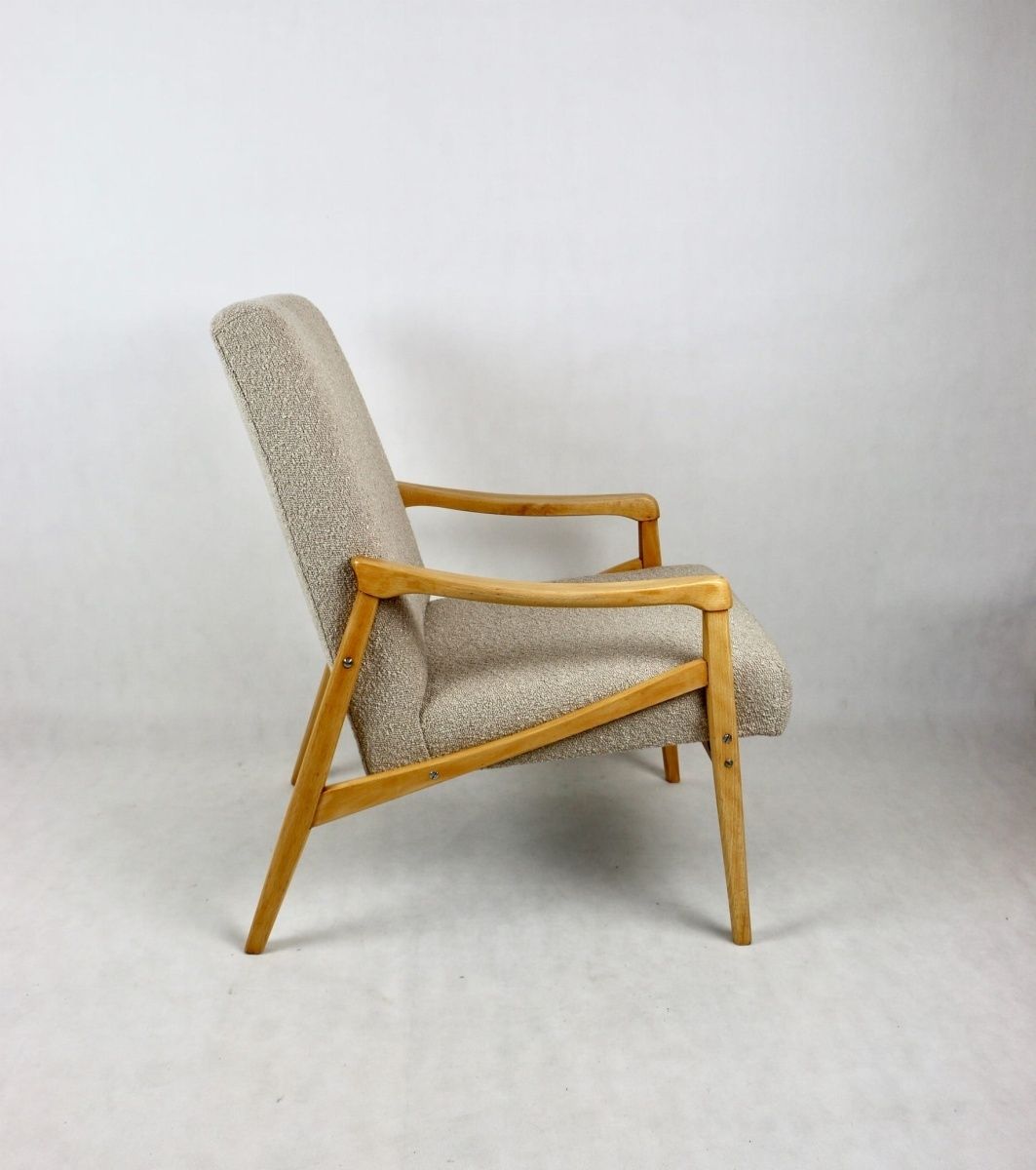 Armchair Czech Design Jiri Jiroutek Art Deco Vintage Loft 70s Beige Boucle photo Furniture