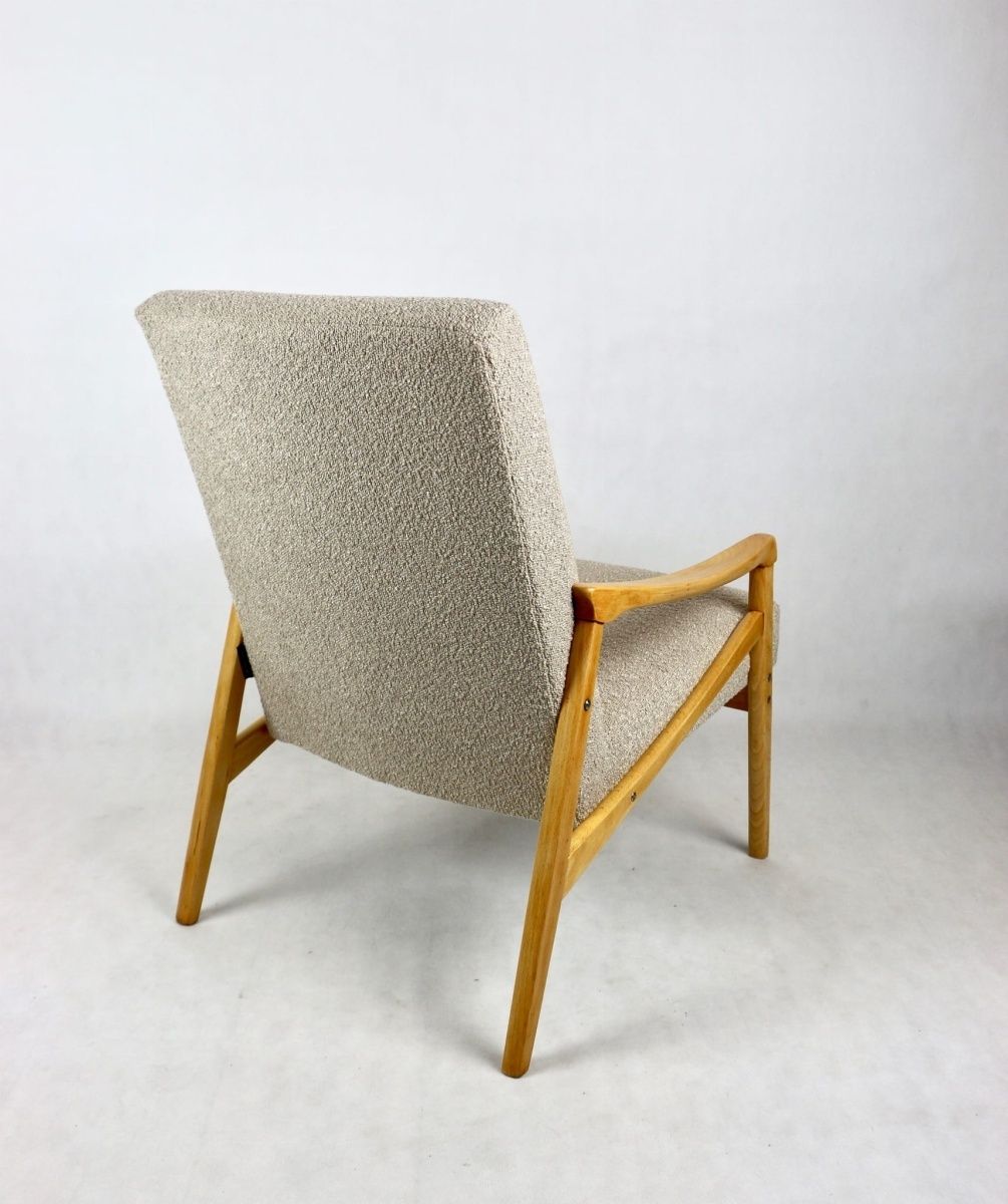 Armchair Czech Design Jiri Jiroutek Art Deco Vintage Loft 70s Beige Boucle photo 364.0