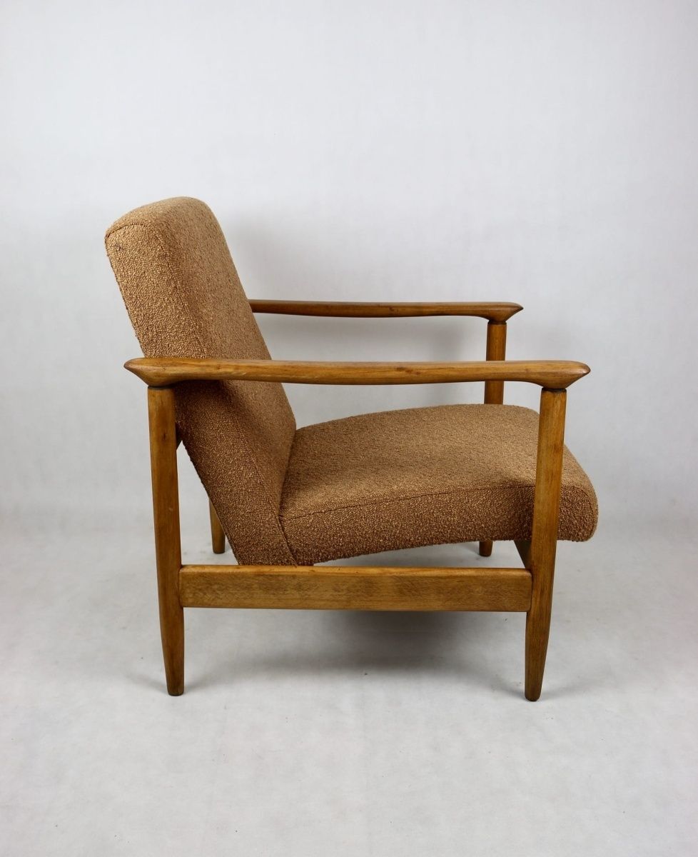 Gfm 142 Armchair, Designed By Edmund Homa From The 1970s, Coral   Gold Boucle photo for sale