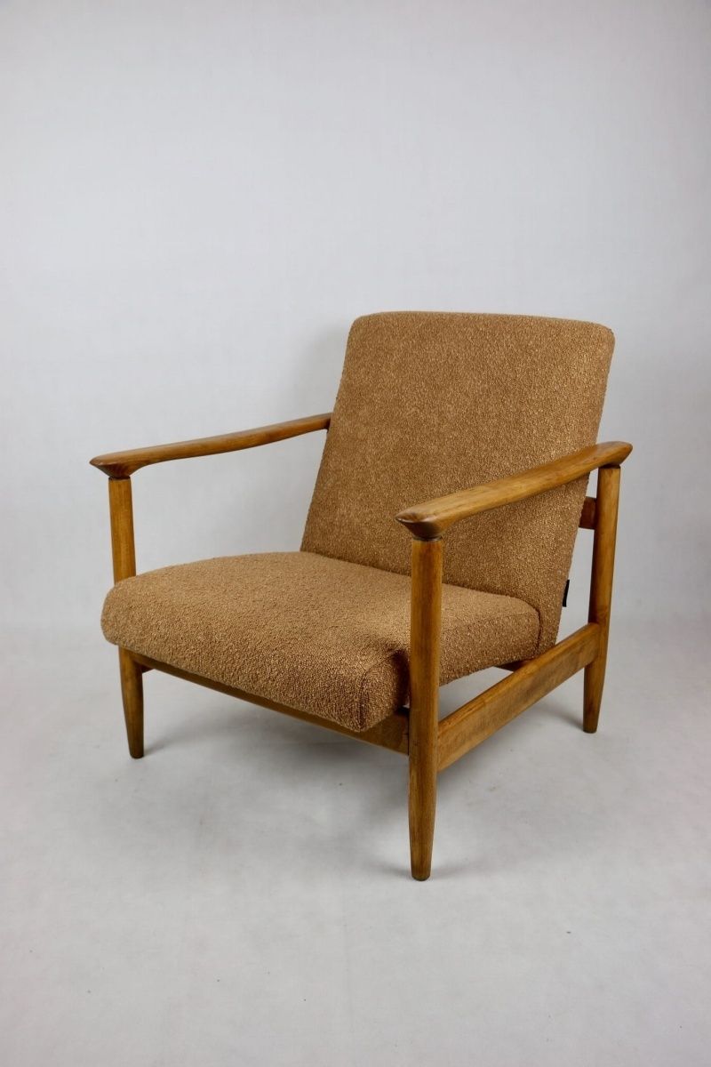 Gfm 142 Armchair, Designed By Edmund Homa From The 1970s, Coral   Gold Boucle photo buy