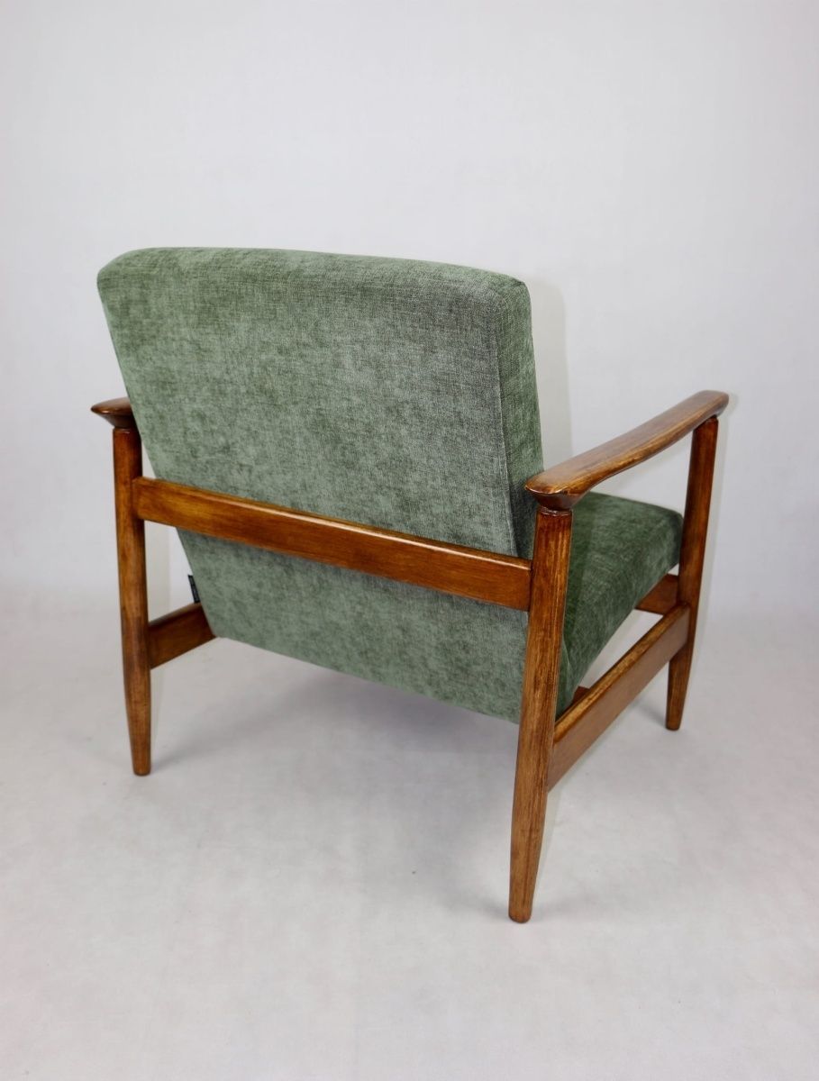 Gfm 142 Armchair, Designed By Edmund Homa From The 70s, Olive Green   Brown Wood   2 Pieces Available photo 520.0
