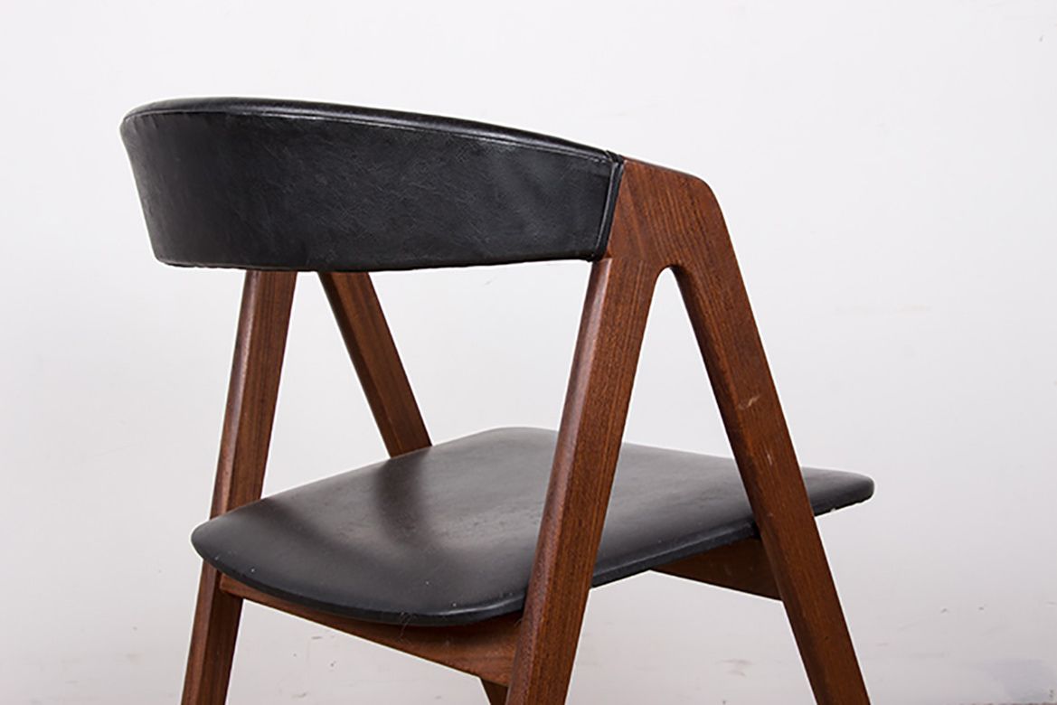 Set Of 4 Danish Chairs In Afrormosia And Skai Model 205 By Thomas Harlev For Farstrup Stolefabrik 1958. photo Furniture