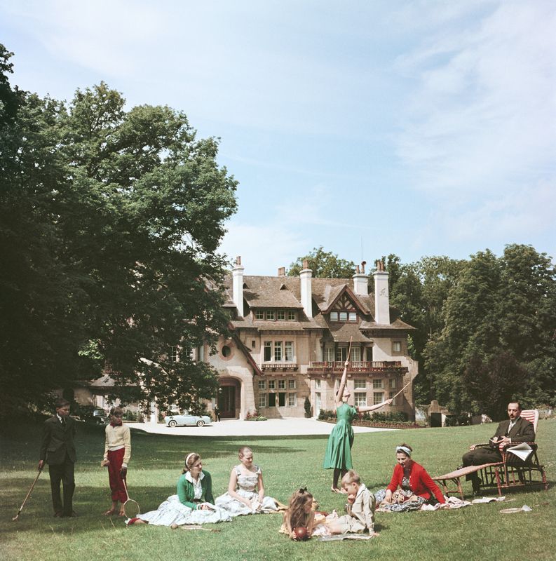 Slim Aarons 'French Stately Home' Framed White
