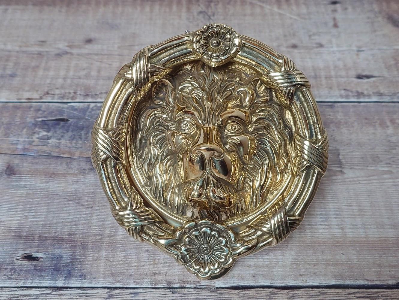 photo furniture Polished Brass Lion Door Knocker, Heavy Brass Door Knocker