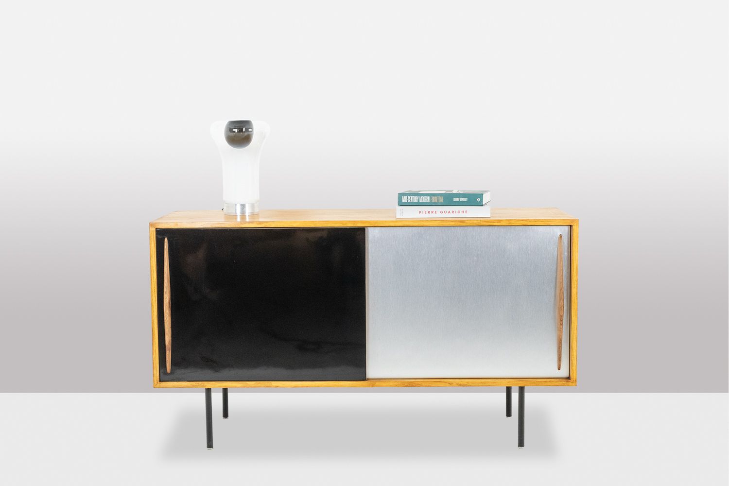 Furniture Low Ash Sideboard With Sliding Doors. 1960s. photo