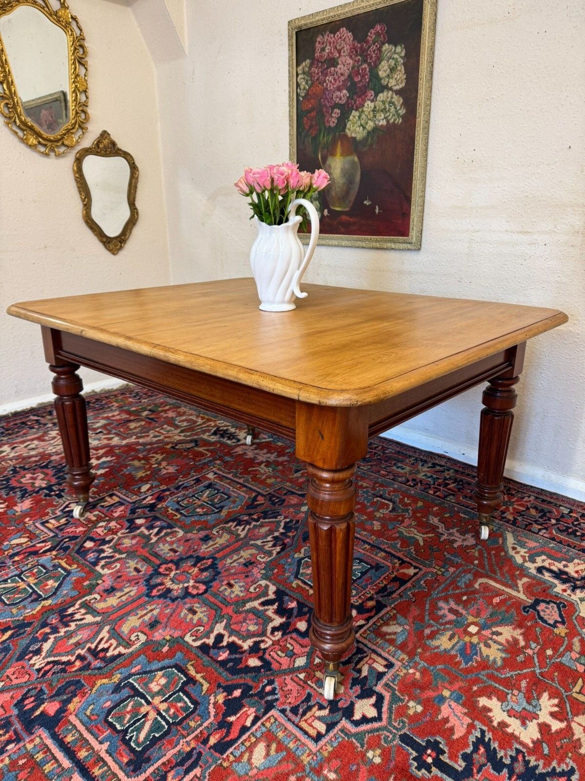Fantastic Antique Mahogany Pine Topped Kitchen Table Circa 1880 photo 595.0