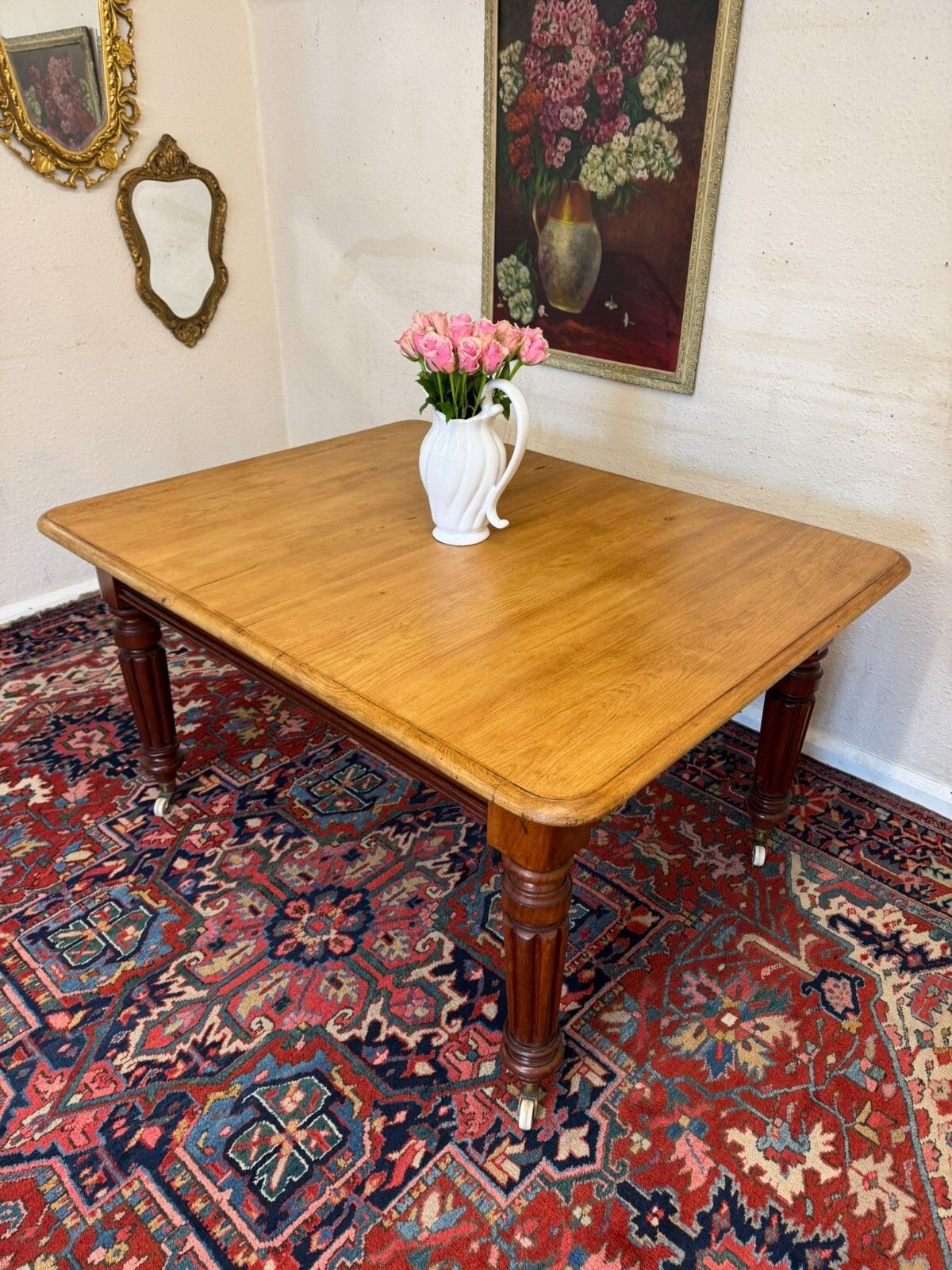 Fantastic Antique Mahogany Pine Topped Kitchen Table Circa 1880 photo vinterior