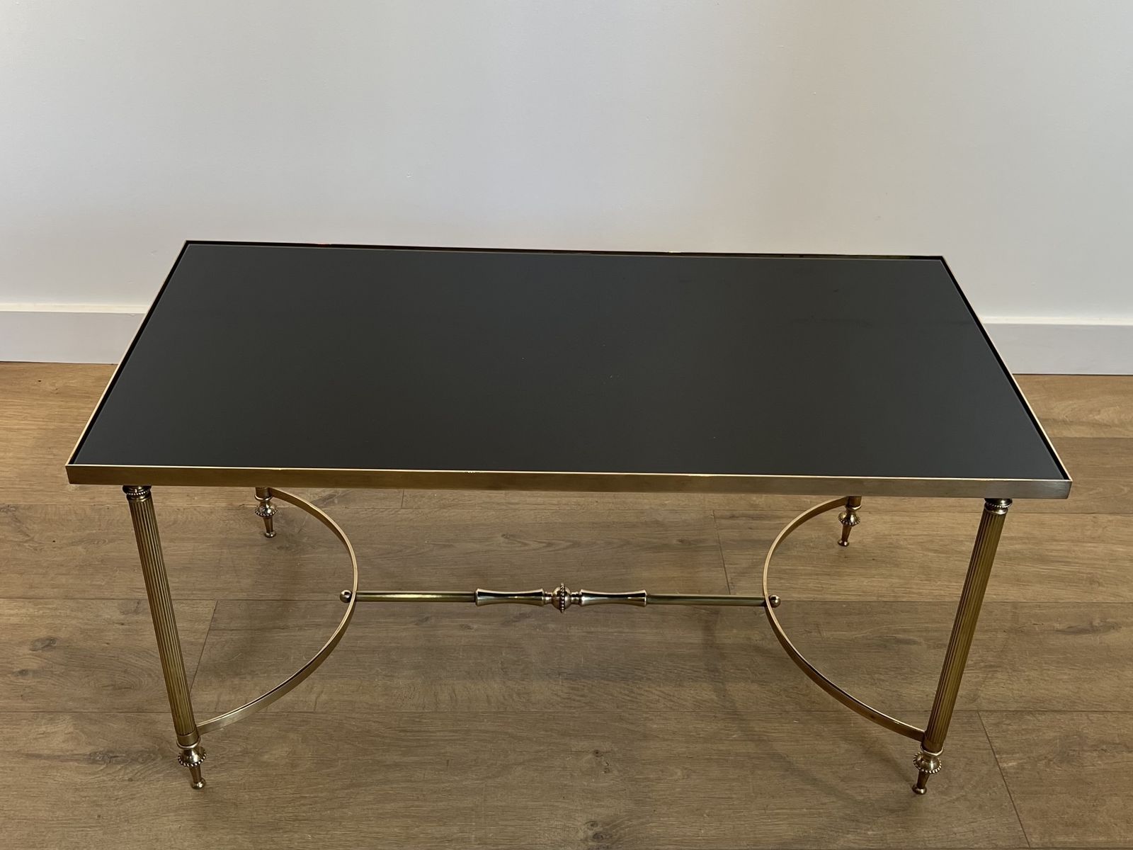 Brass And Black Lacquered Glass Coffee Table From Maison Jansen photo 1950.0