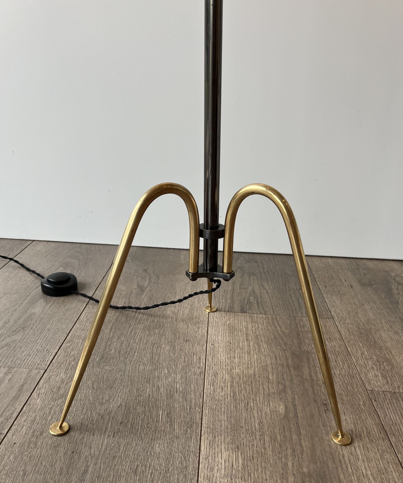 Designer Floor Lamp In Brass And Gunmetal Patina photo vintage