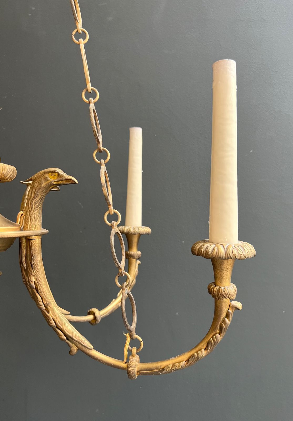 photo buy Empire Style Bronze Chandelier With Golden Eagle Heads And Flame