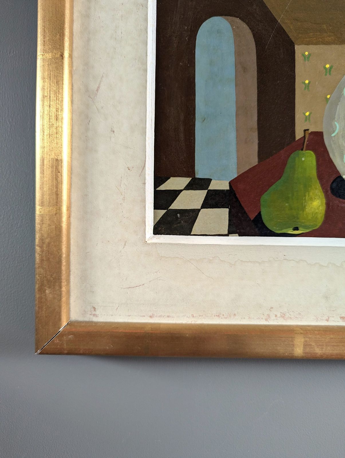 Art Oil Painting Pears & Glass Vase photo