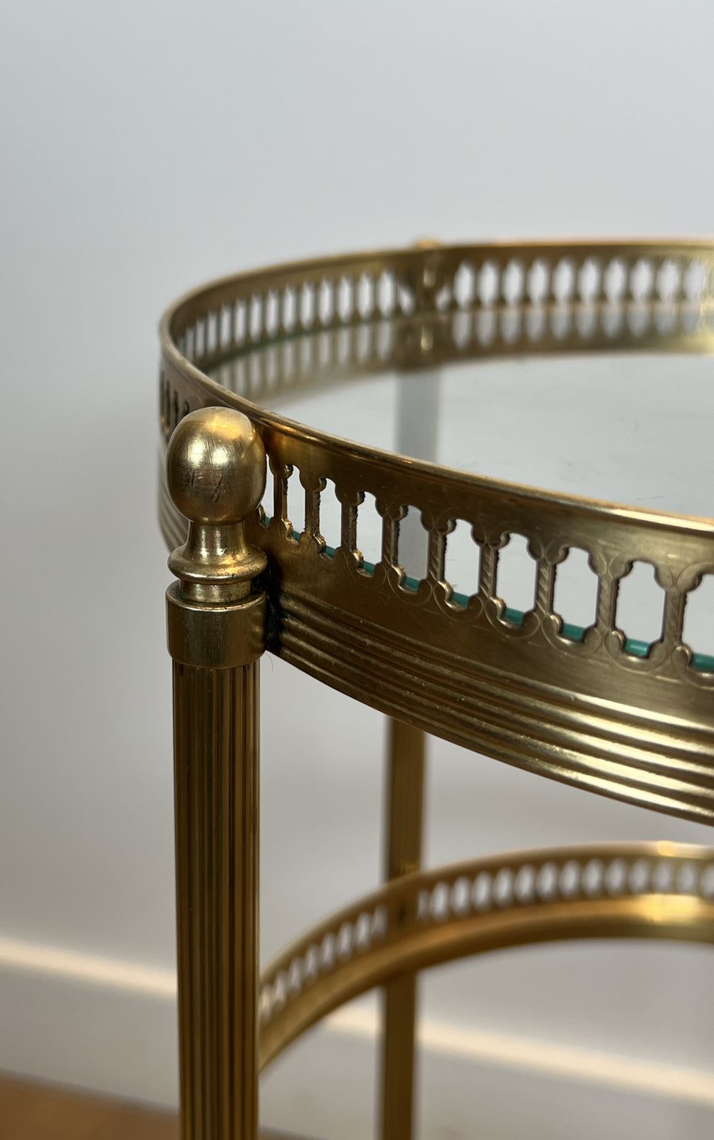 Pair Of Round Rolling Tables With Removable Top Trays From Maison Jansen photo vintage