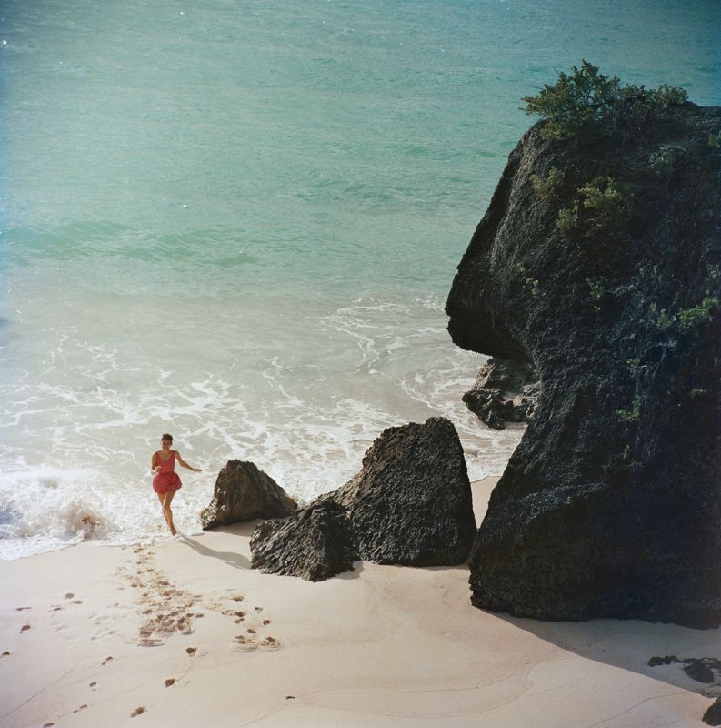 Slim Aarons 'Bermuda Beach' Framed White