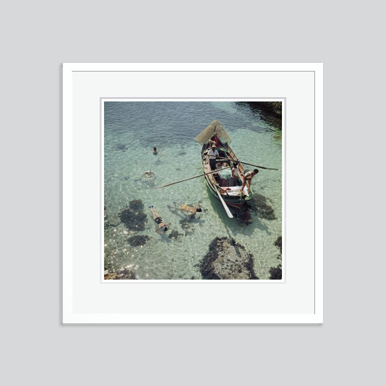 Slim Aarons 'Snorkelling In The Shallows' Framed White photo furniture