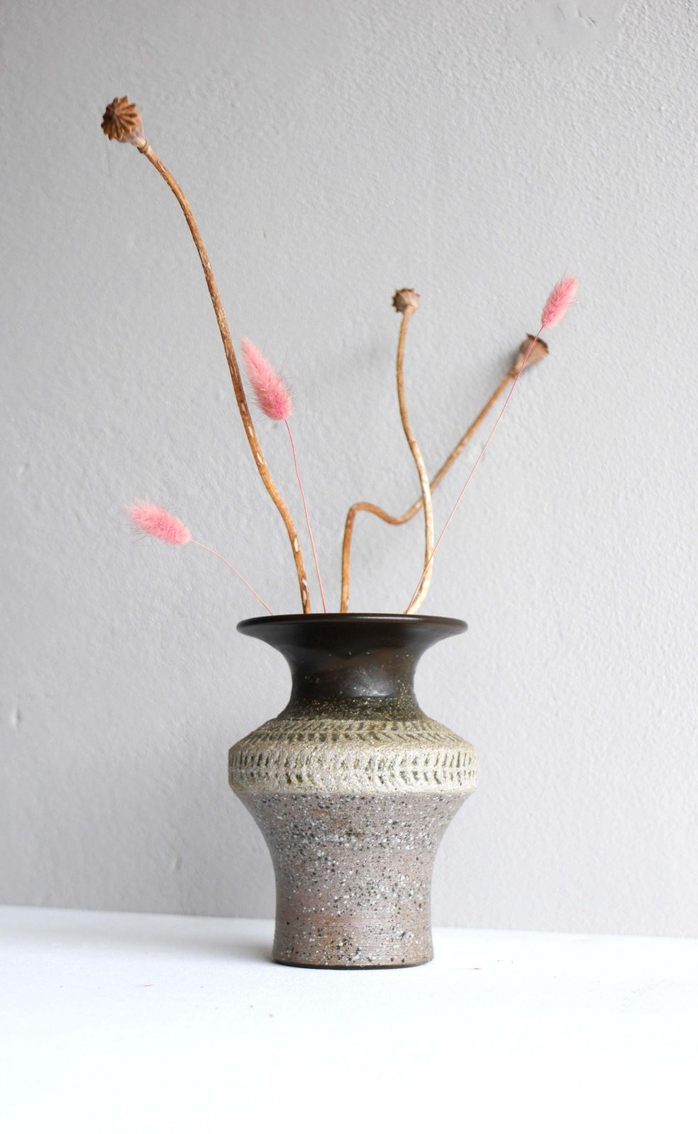 Mid Century Modern Scandinavian Brutalist Art Pottery Vase, Nittsjö Sweden photo vintage