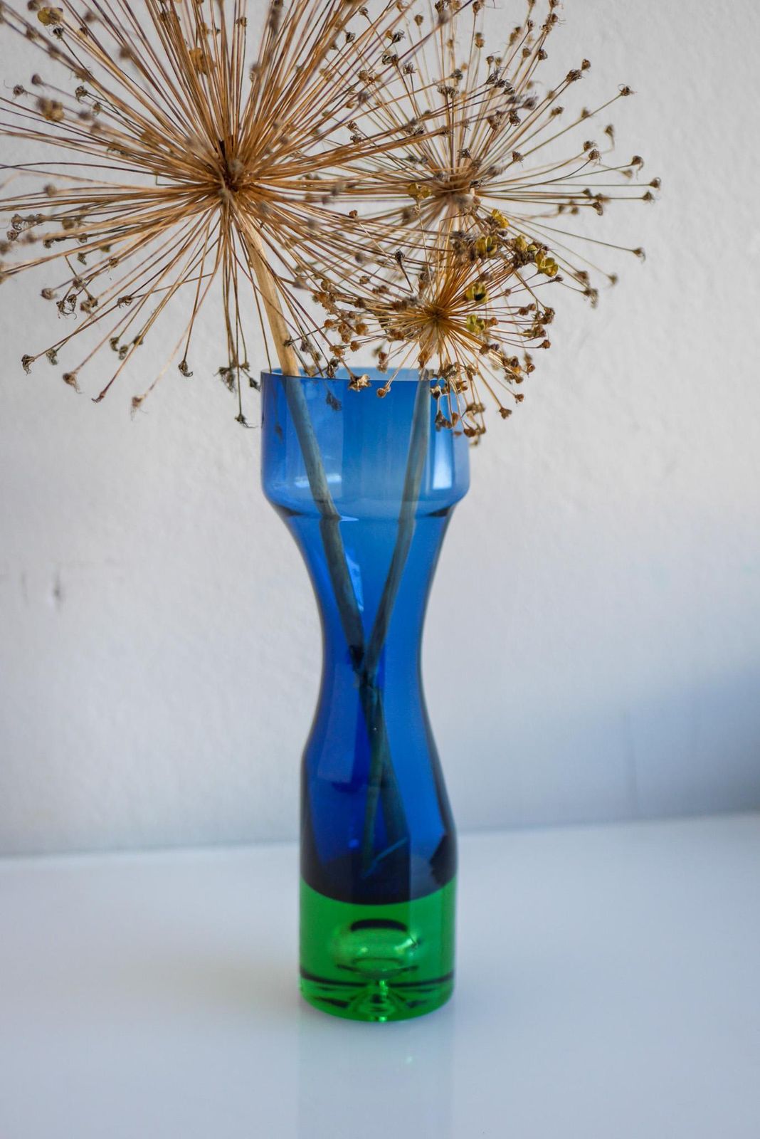 Blue And Green Glass Vase By Bo Borgström For åseda, Sweden photo vintage