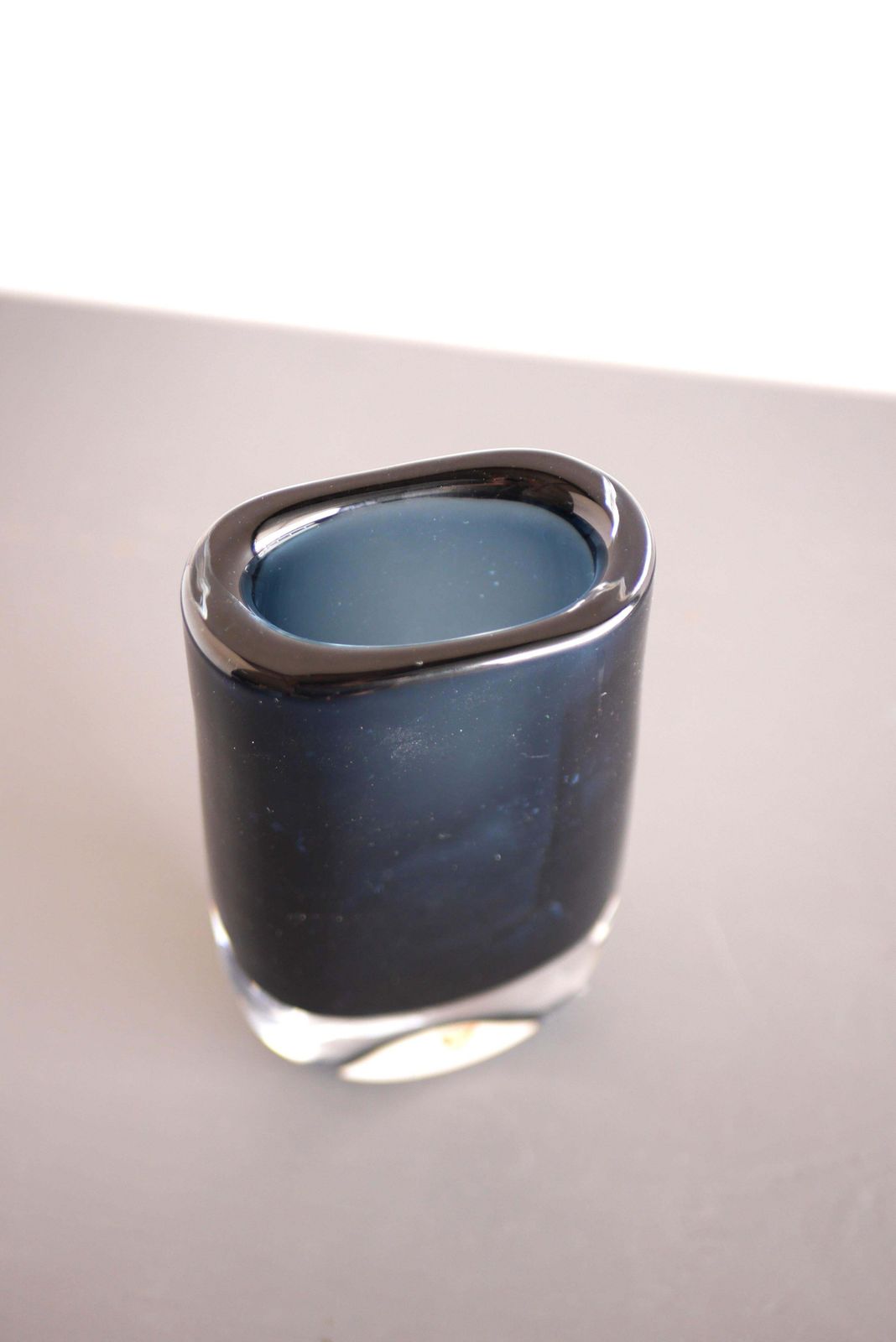 photo for sale Nils Landberg Glass Vase And Bowl "Midnight Blue Dusk" For Orrefors, Sweden