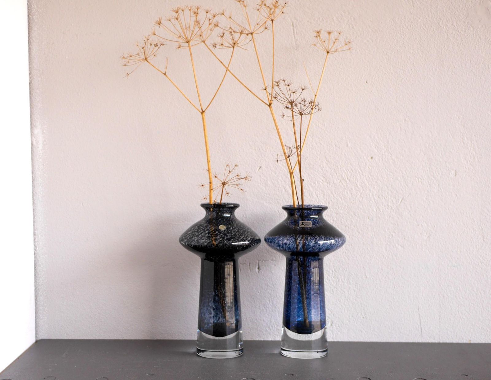 A Pair Of Blue Glass Vases Known As "Oxid" By Bo Borgström For åseda, Sweden photo 578.0