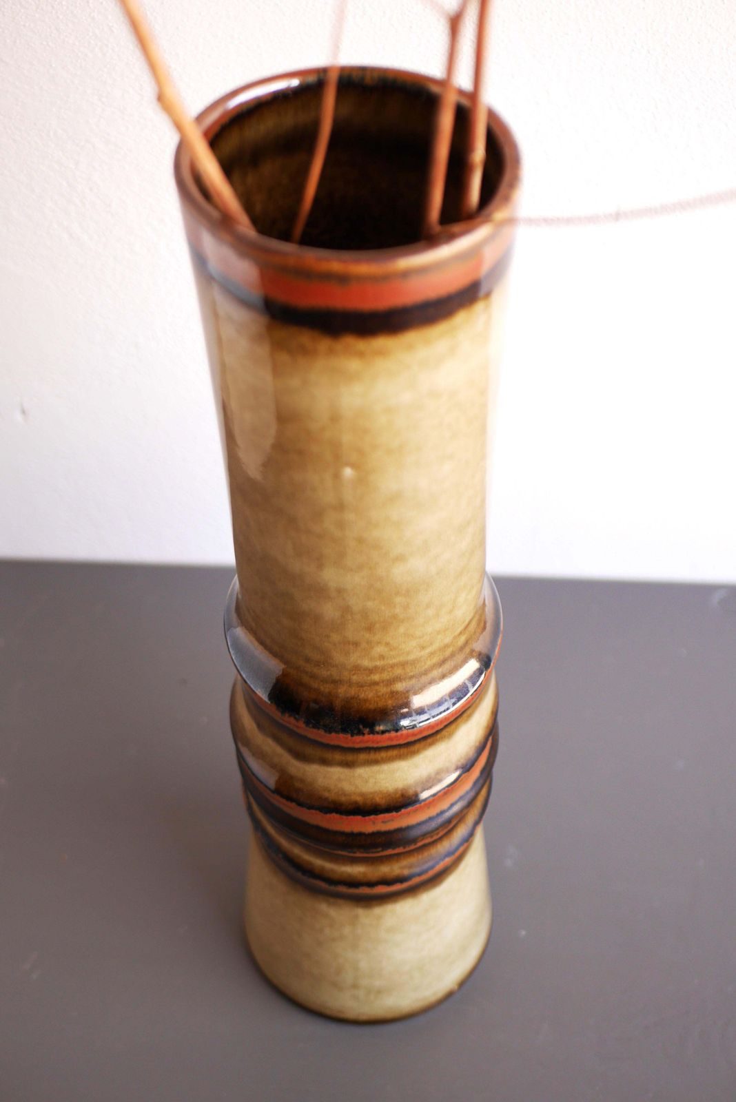 A Very Large Mid Century Modern Pottery Vase, "Bamboo", By Alberius, Sweden photo vintage