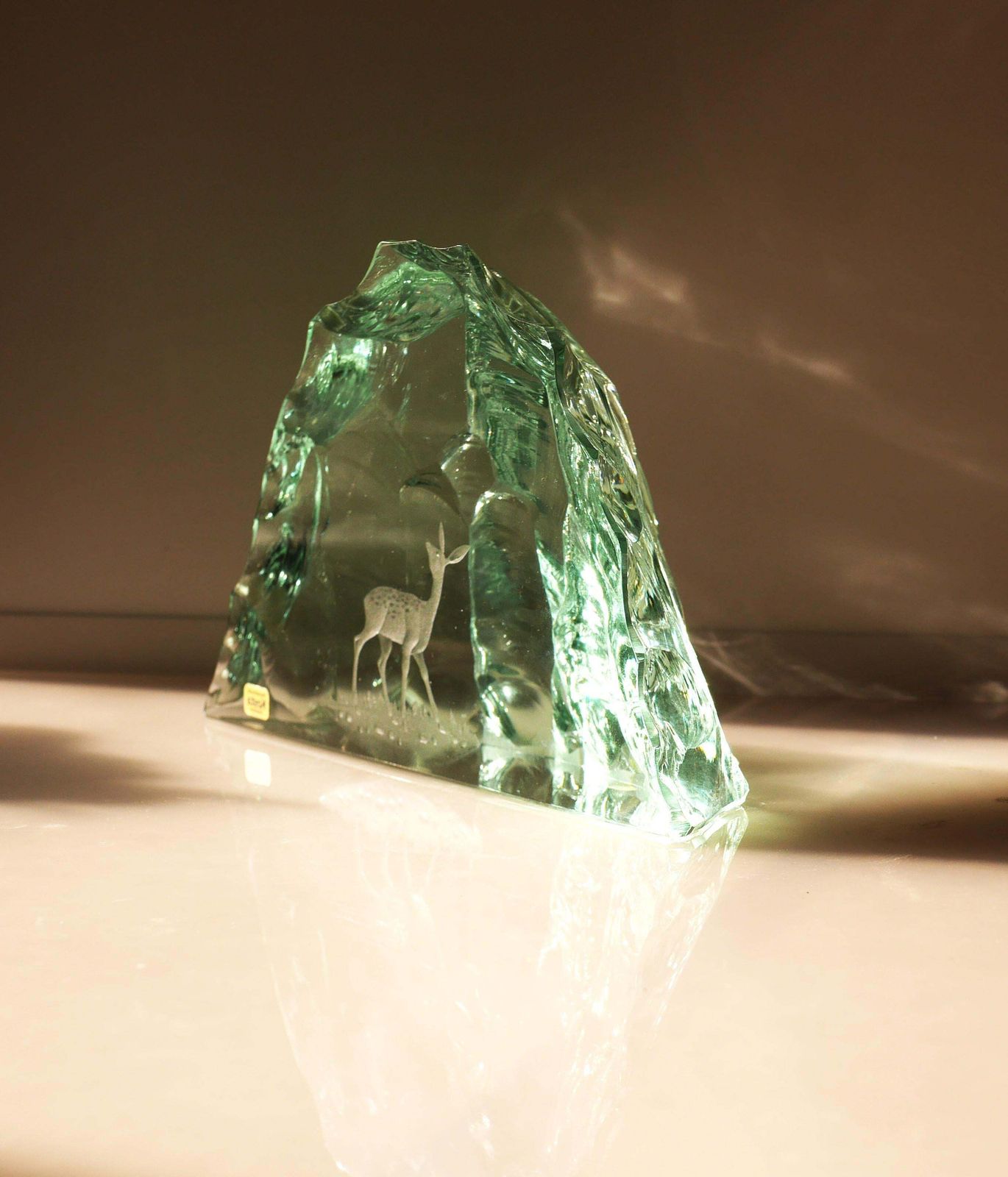 photo for sale Crystal Glass Paper Weight Made And Signed By Vicke Lindstrand For Kosta Sweden