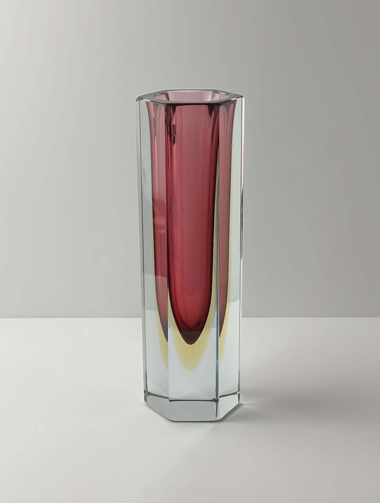 1960s Murano ‘Sommerso’ Hexagonal Vase By Luigi Mandruzzato photo vinterior