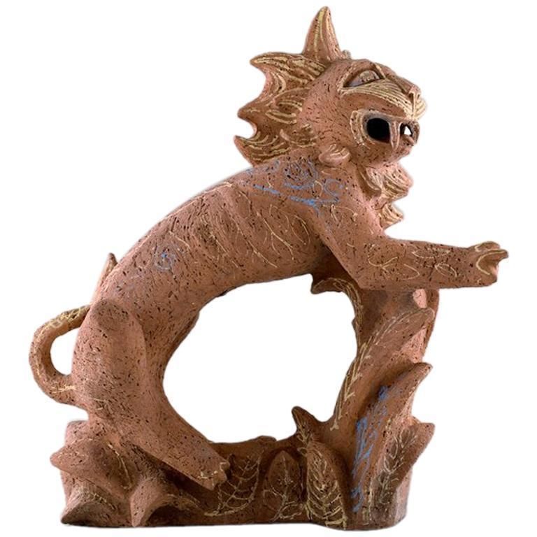 Helge Christoffersen Colossal Unique Figure Of Cat. High Quality Sculpture