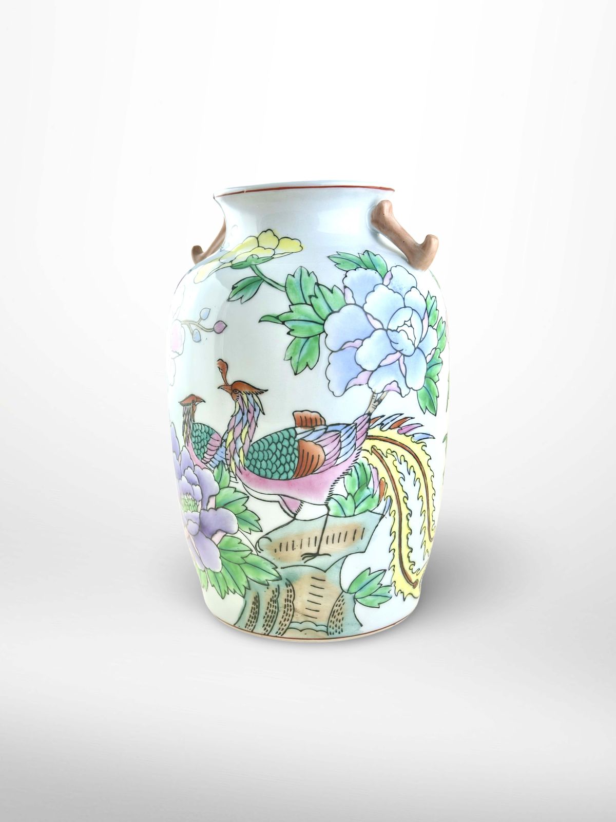 1960s Chinese Kangxi Style Porcelain ‘Hu’ Vase With Dragon Handles photo Home Decor
