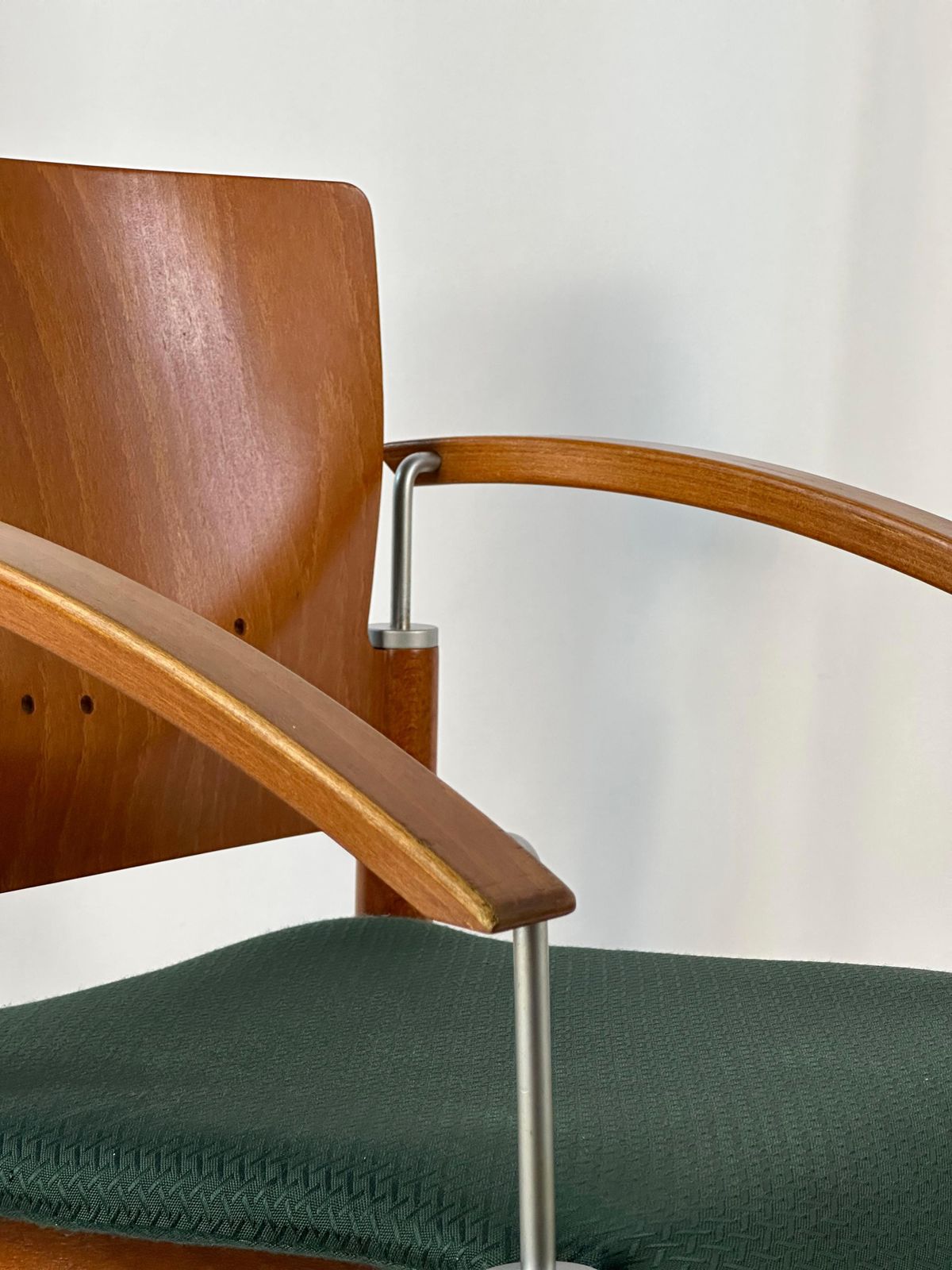 Set Of Four Postmodern Stackable Dining Chairs Attributed To Thonet, Circa 1980s photo vinterior