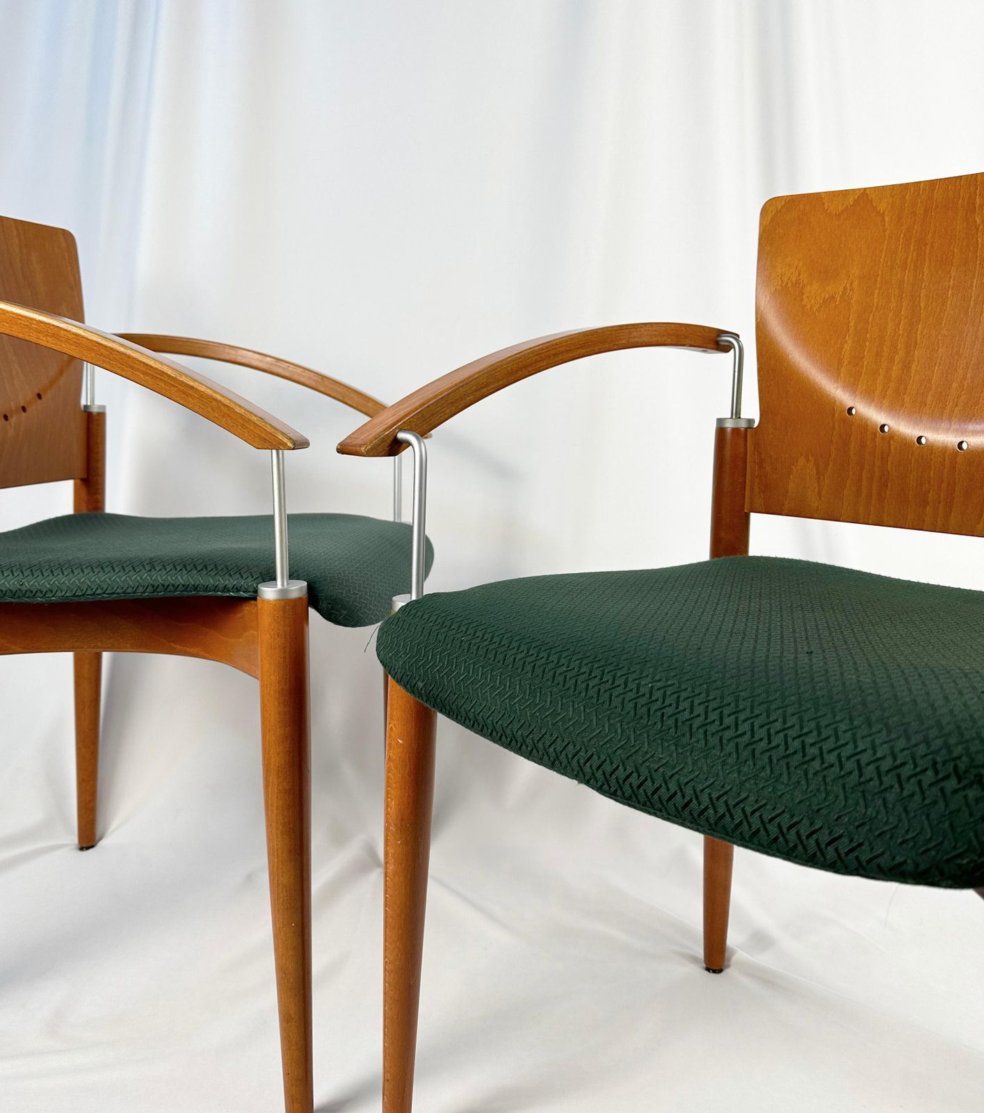 Set Of Four Postmodern Stackable Dining Chairs Attributed To Thonet, Circa 1980s photo vintage